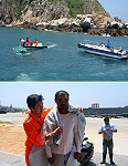 地區籍漁船在東引海域發生碰撞翻覆及落海事故,馬祖海巡隊緊急伸出援手,成功救起落海的船員及釣客。(圖:馬祖海巡隊東引分隊提供)