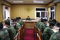 　副主任期勉各單位政戰幹部，強化本職學能專長及落實政教工作，妥善管理照顧官兵生活。（圖／文：潘威廷）