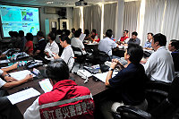 　中度颱風「莫拉克」即將來襲，縣府昨天下午緊急召開防颱救災會報，馬祖地區預測今天中午過後會明顯感受到颱風的威力。（圖／文：曹重偉）