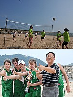 馬祖創意沙灘排球賽,昨天在塘岐沙灘熱力登場。(圖/文:陳鵬雄)