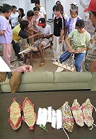 田澳社協編織草鞋體驗營開課及成品現場。(圖/文:陳樂團)