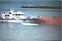 馬祖海、岸巡與本縣消防局於福澳港實施救生、救難演練。(圖:馬祖海巡隊提供)