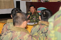 　馬防部日前假梅石幹訓班舉辦新兵座談，由主任陳將軍親自與76員即將撥交至連隊的新兵座談。（圖／文：劉宏毅）