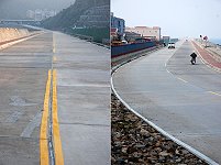 珠山電廠濱海道路筆直寬敞,加上長達五百公尺的直線道,地區少有,讓經過該路段的車輛很難不順道「飆」一下。(圖/文:曹重偉)
