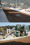 　清水廣場內側道路展開灌漿作業，農曆新年前開放。（圖／文：曹重偉）