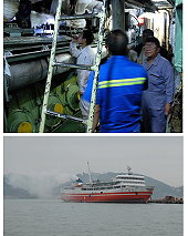 基港局及中國驗船中心(CR)驗船人員登上臺馬輪檢驗,並在外海進行臺馬輪高速測試,正式通過試車,臺馬輪停航一週後昨晚正式恢復航報開航。(圖/文:劉秋月)