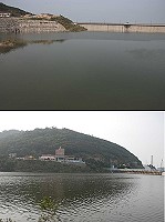 連日降雨,后澳水庫脫離低水位窘境(圖上),南竿勝利水庫也接近滿水位(圖下)。(圖/文:邱竟瑋)