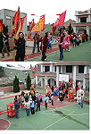 進香之旅即將到來,熾坪境陣頭組實際預演走位及順序。(圖/文:林冰芳)