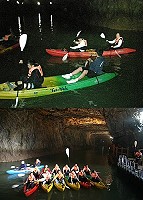 南竿北海坑道內划獨木舟,全世界絕無僅有經驗,有興趣遊客或團體可向馬管處提出申請。(圖:馬管處提供)