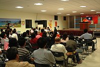 　東引鄉第九屆鄉民代表選舉公辦政見發表會，六位候選人全部到場發言。（圖／文：陳其敏）