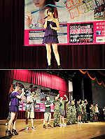 周明璟演唱會介壽堂閃亮登場,她不愧是美聲主播出身,演唱的四首歌是曲曲動聽,活動之間也穿插喝啤酒大賽、支援前線等熱鬧活動,讓全場軍民鄉親為之瘋狂。(圖/文:曹重偉)