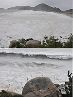　中颱「凡那比」來勢洶洶，為&#22338;里沙灘及附近海岸帶來一波波長浪，氣勢壯觀。（圖／文：陳鵬雄）