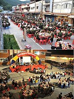 北高指揮部舉辦秋節軍民聯歡晚會,塘岐中正路席開百桌,場面盛大。(圖/文:陳鵬雄)