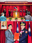 警察局長走馬換將,新局長侯欽宗由原警政署經濟組長調任,原局長李建聰則接任經濟組長一職;縣長楊綏生等人主持交接典禮並特別致贈原局長李建聰榮譽縣民證。(圖/文:曹重偉)