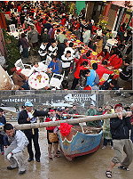 　2010白犬討沰尋章趣活動重現先民「呵船」儀式，以及晚間的百道海鮮宴，讓遊客體驗海島習俗。（圖／文：林冰芳、曹以鋒）