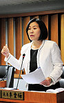 　議員李金梅進行質詢。（圖／文：曹重偉）