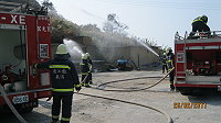 西莒消防隊警義消人員常訓動作逼真。(圖/文:陳樂團)