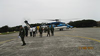 　國軍救難直昇機抵達西莒搶救病患。（圖／文：陳樂團）