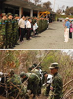 建國百年-馬祖百人淨山活動昨天清早在官帽山盛大展開,隊伍在聯保廠誓師並下達安全規定。(圖/文:邱竟瑋)