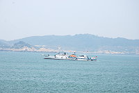 　又見大陸船舶無預警進入福澳港，但經海巡趨前查詢後，為一大陸海洋研究船因避風靠港，後要求其立即起錨離港。（圖／文：劉秋月）