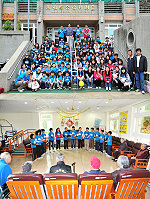 北竿坂里國小舉辦春季郊遊,全校師生及家長一行110人進行南竿一日遊,上午先前往大同之家參觀並表演節目讓老人家們樂開懷。(圖/文:曹重偉)