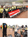 臺灣知名的「鐵馬家族」再次挑戰2500公里長征,從台北到基隆,福州到北京,南竿是他們中間一站;昨天上午他們與馬祖自由車委員會在福清外環道展開南竿的共騎之旅。(圖/文:邱竟瑋)