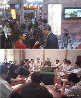 　2011年第十三屆海交會福州招商展昨天開跑，地區依往例前往參加，馬祖館由縣長楊綏生、立委曹爾忠等人共同剪綵揭幕。（圖：縣府觀光局提供）