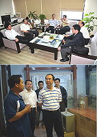 (上圖)對岸福建省旅遊局副局長陳揚標與廈門旅遊業代表昨天搭乘小三通航班返回福州,縣長楊綏生、副縣長林星寶特別前往碼頭送行,並就馬祖觀光發展再次交換意見。(圖/文:曹重偉);(下圖)參訪莒光,未來希望能將莒光納入陸客旅遊路線。(圖/文:林冰芳)
