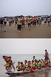 來自南竿、北竿鄉龍舟競賽選手齊聚猛澳港,把握時間加緊練習希望能奪得好成績。(圖/文:林冰芳)