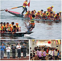 莒光地區海上龍舟競賽場面熱鬧激烈。(圖/文:陳樂團、曹以鋒)
