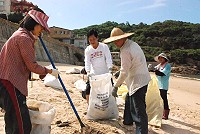 鐵板社區昨淨灘,居民團結付出。(圖/文:邱竟瑋)