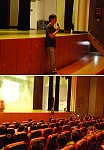 　名網路小說作家藤井樹昨天來馬演講，分享拍棒球電影的夢和寫作過程。（圖／文：邱竟瑋）