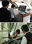 莒光定期航班閩珠六號發生故障,基隆港務局技師昨登船檢查,並出海試航、調閱維修資料。(圖/文:邱竟瑋)