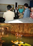亮軒、林文義等知名作家9人昨參訪馬祖故事館,並前往北海坑道體驗馬祖漁民搖櫓的樂趣。(圖/文:邱竟瑋)