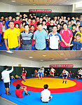 「打造運動島」為台馬角力交流牽線,包括資深國手教練童國勝等42位國內角力界菁英教練及選手特別指名來馬參加角力訓練營,受到縣長楊綏生、教育局長邱金寶及馬祖角力隊員的熱情歡迎。(圖/文:曹重偉)