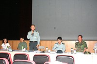 　國防部舉辦的馬祖自衛隊說明會，由副參謀總長李翔宙上將主持。（圖／文：侯信田）