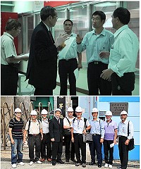 上圖:立委曹爾忠專程至台電珠山電廠關心作業進度,希望儘速解決南北竿停電問題。下圖:議長陳貴忠對停電議題表達關切,前往問候搶修小組,希望務必找出問題癥結。(圖:立委曹爾忠國會辦公室提供、曹重偉)