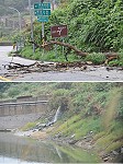 　颱風過境北竿零星路段有路樹倒塌，環島北路截流系統昨天因大雨啟動。（圖／文：陳鵬雄）
