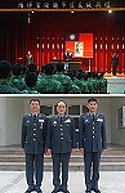 陸軍副司令李清國中將主持東引指揮部原任指揮官莫又銘(左)、新任指揮官賀政(右)交接及布達。(圖/文:陳其敏)