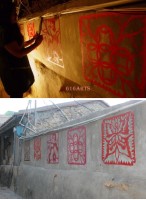 牛角社區在縣府文化局指導下進行「藝轉巷弄」計畫,在老街的藝文小舖外進行剪花創作,有傳統的吉祥圖案,也有新花樣。(圖:邱竟瑋、616Arts工作室)