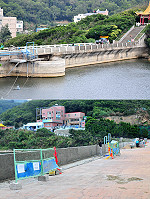 為維護軍民遊客安全,南竿勝利水庫正進行護欄維修工程,自來水廠特別提醒施工期間,請大型車輛勿前往壩堤之上,以維安全。(圖/文:曹重偉)