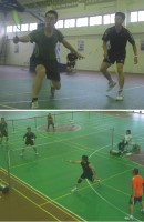 　100年東引鄉戒菸盃羽球賽最後決賽，每位選手皆戮力奮戰。（圖／文：陳其敏）