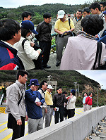 環保署「河川污染整治(含流域管理)計畫」考評列車開抵馬祖,由台大教授蔣本基等多位委員進行實地訪查,在縣長楊綏生、局長陳玉利陪同下,走訪包括勝利水庫、勝利水庫集水區及清水濕地等處。(圖/文:曹重偉)