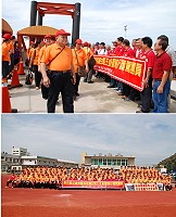福州鱔溪祖廟白馬尊王金身暨隨行護駕團員昨天抵馬,國策顧問陳振清、立委曹爾忠陪同山隴境白馬尊王廟委會在碼頭盛大迎接。(圖/文:劉秋月)