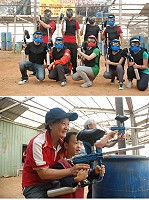縣體育會漆彈推廣運動營第二梯次登場,近六十餘位親子檔與地區青年以槍會友,射出友情的火花。(圖/文:邱竟瑋)