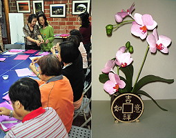 「蝴蝶蘭紙花教學」邀請徐秀鳳老師來馬指導,今晚還有一場次,歡迎婦女朋友踴躍參加。(圖/文:曹重偉)