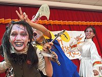 東引國小萬聖節變裝秀活動,小朋友玩得很開心。(圖/文:陳其敏)