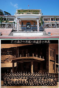 古今對照!民國四十六年創立至今,介壽國中小禮堂陪伴多少人的青春歲月,即將面臨校舍整建拆除,許多畢業校友表達不捨,校方目前以原址原樣興建,希望可以找到校舍安全與記憶保存的平衡點。(照片來源:《時空寄情•連江縣老照片徵集專輯》,連江縣社教館,1996年)