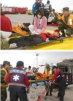 　南竿航空站一百年度場內空難災害防救演習，場面逼真。（圖／文：邱竟瑋）