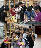 東引國中辦理親子PIZZA DIY活動,能夠親手做出美味可口的披薩,同學們超有成就感。(圖:東引國中提供)